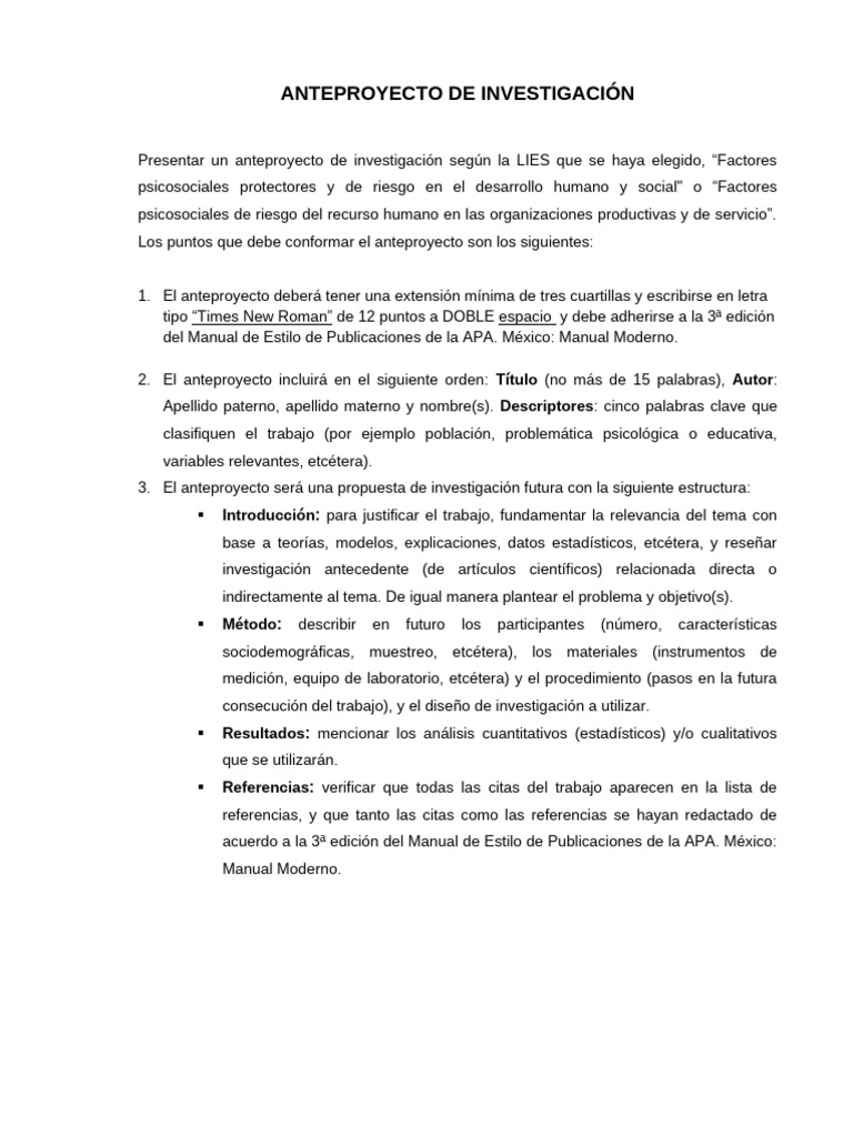 Anteproyecto de Investigación | PDF