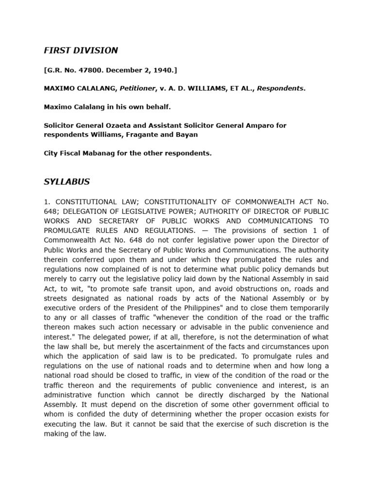 Constitutionality of Commonwealth Act 648 | PDF | Lawsuit | Liberty