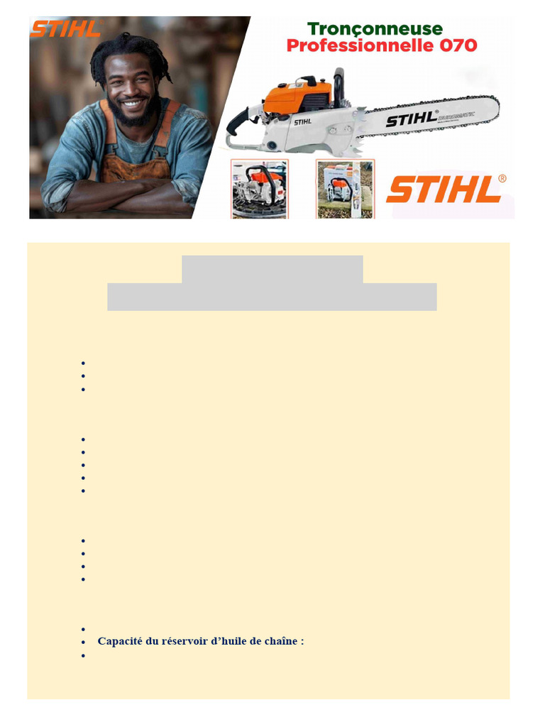 Fiche Technique Tronçonneuse STIHL MS 070 PDF — free download