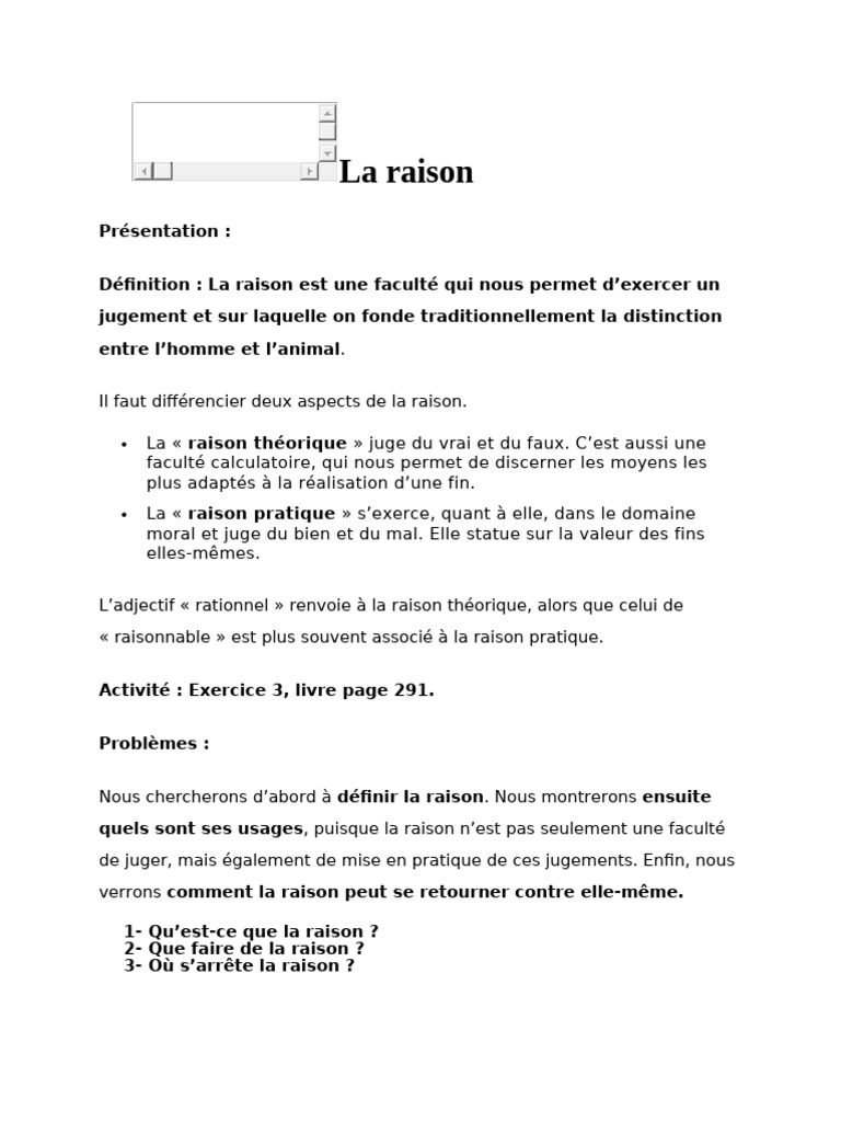 La Raison : Définition et Usages Philosophiques | PDF | Raison | Vérité