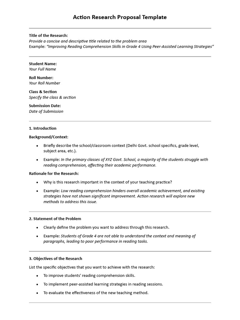 Action Research Proposal for Reading Skills | PDF | Reading ...