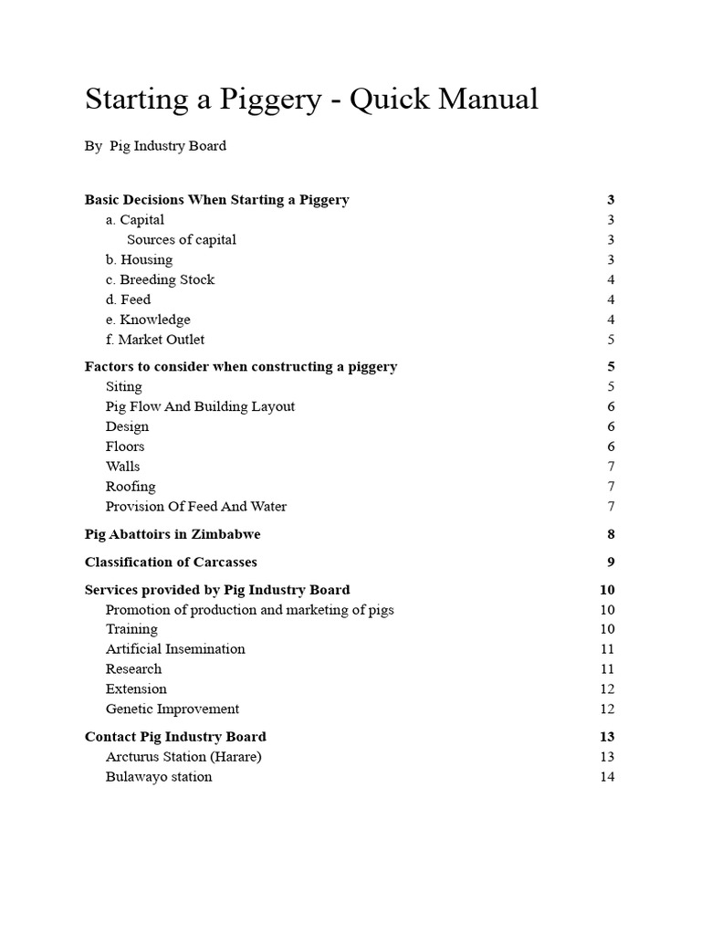 Starting a Piggery in Zimbabwe Guide | PDF | Pig