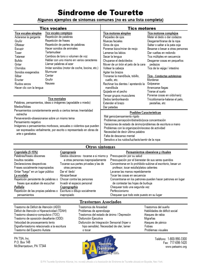 Síntomas y Tratamientos del Síndrome de Tourette | PDF | Enfermedades y ...