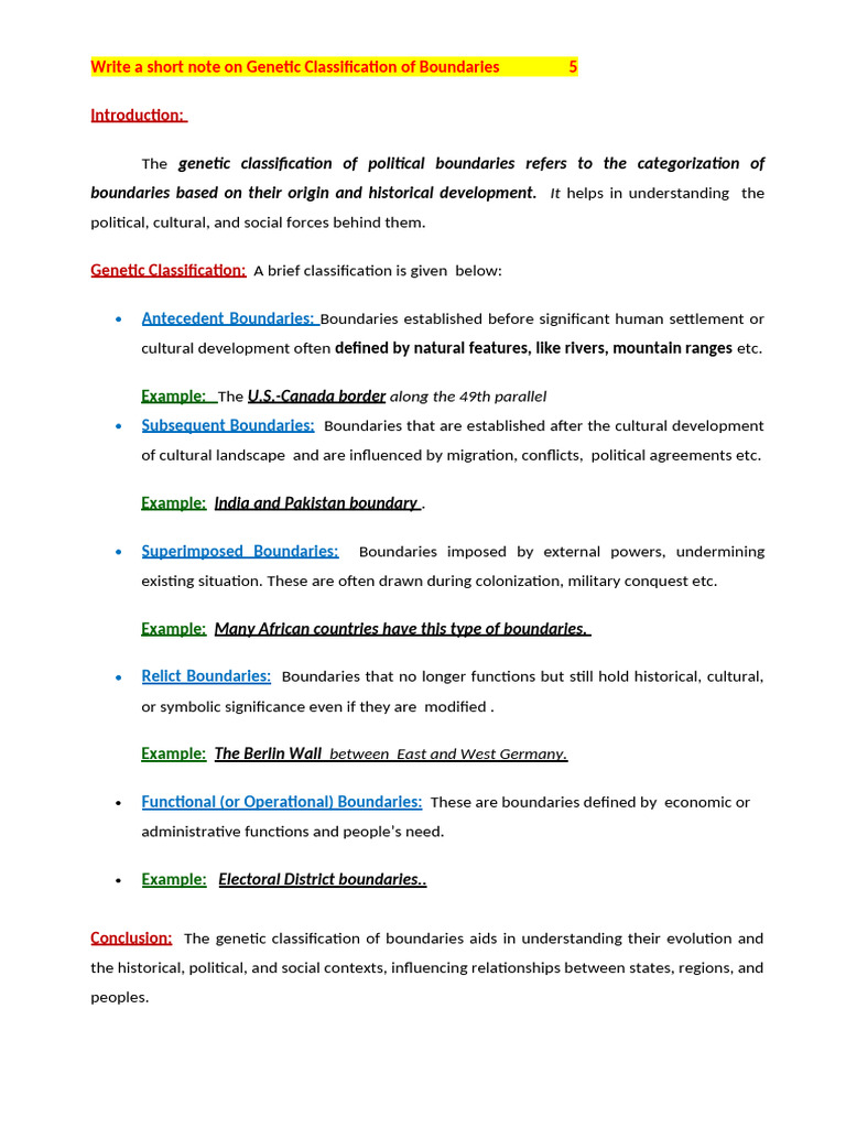 Genetic Classification of Boundaries | PDF