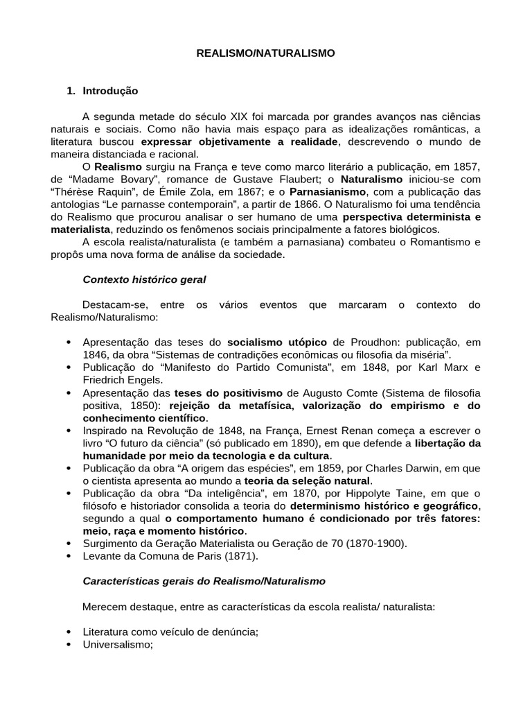Realismo e Naturalismo na Literatura | PDF | Realismo (artes)