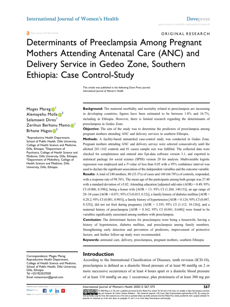 Determinants of Preeclampsia A | PDF | Maternal Death | Pregnancy