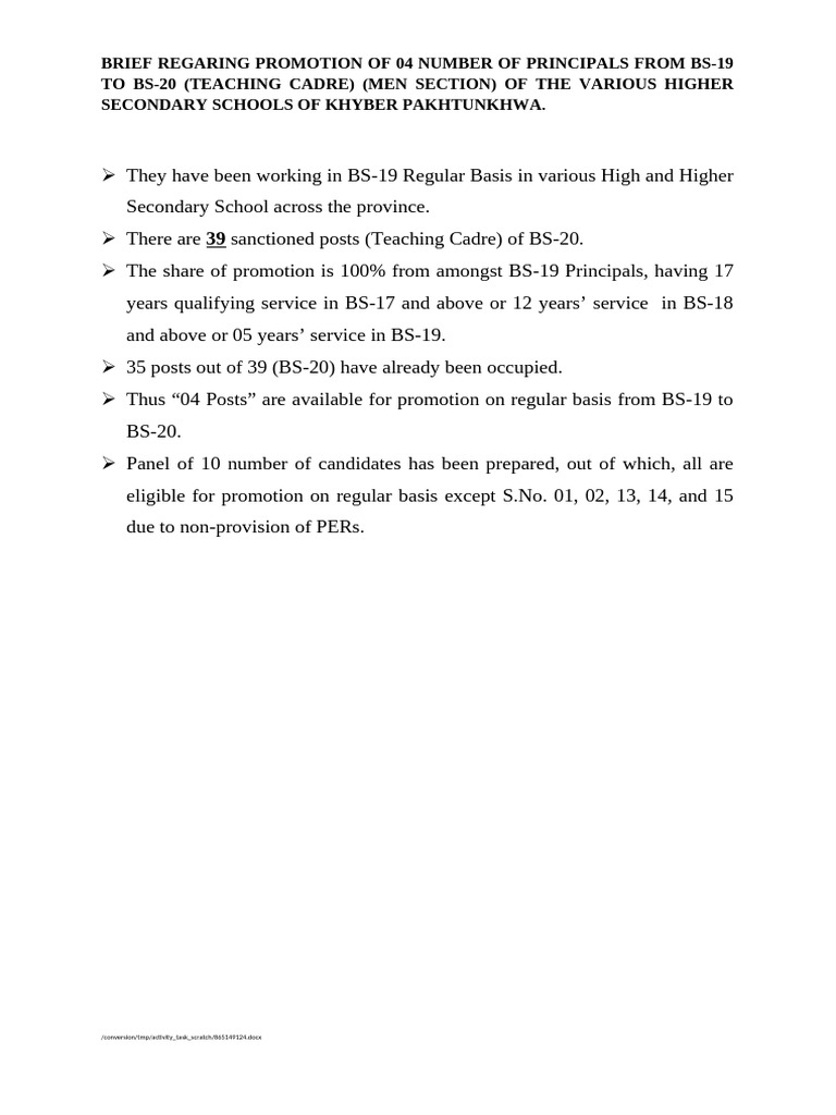 Brief BS-19 To BS-20 (TC) - 19062024 | PDF