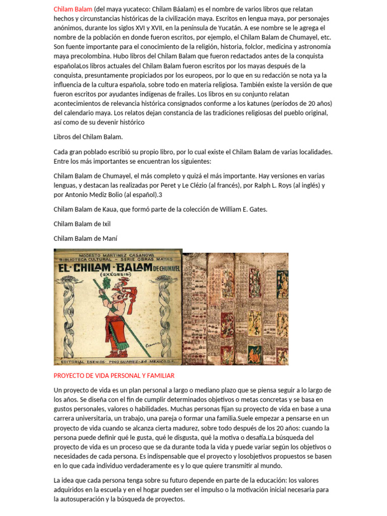 Libros del Chilam Balam: Historia Maya | PDF | Planificación | Bienes (Ley)