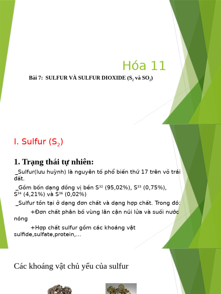 Bài 7 Sulfur Và Sulfur Dioxide | PDF