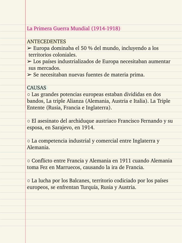 Causas y Consecuencias de la Primera Guerra Mundial | PDF | Austria ...