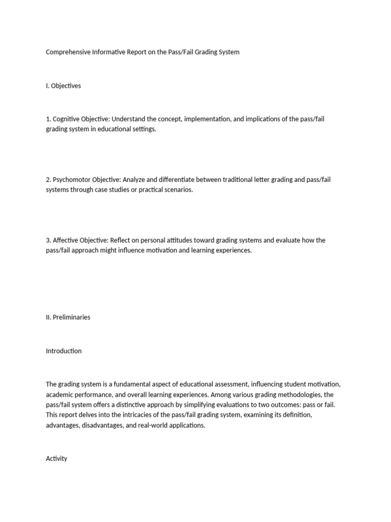 Pass-Fail Grading System Written Report | PDF | Motivational | Motivation
