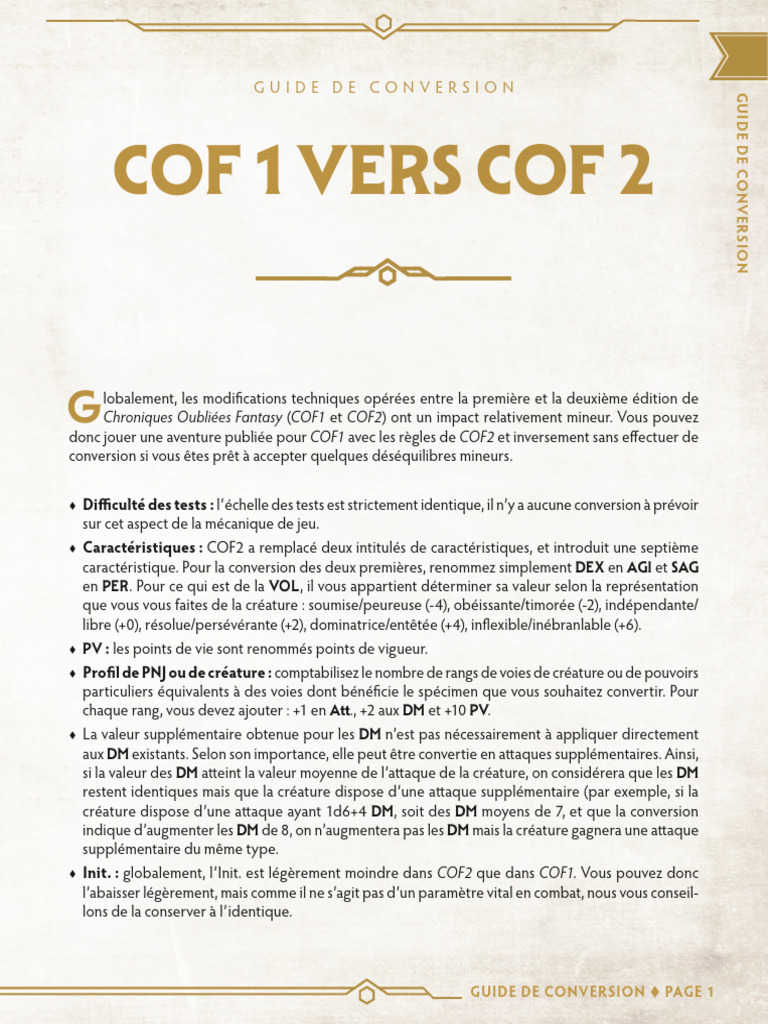 Conversion COF1 à COF2 Simplifiée | PDF | Gaming