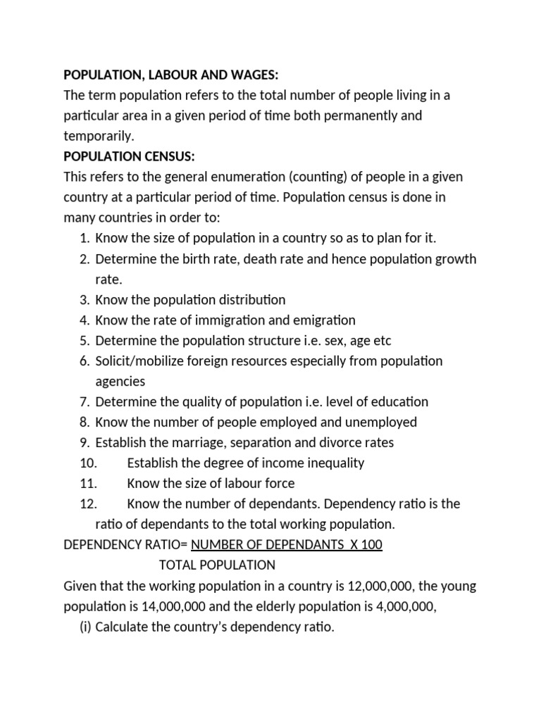 POPULATION | PDF | Cost Of Living | Labour Economics