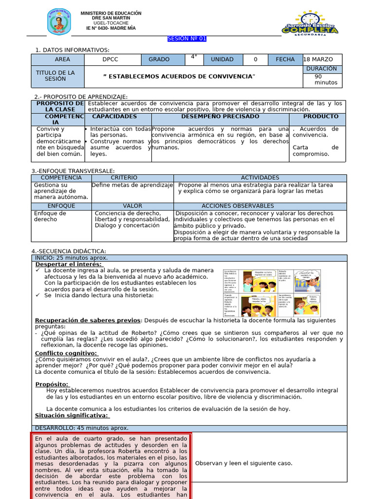 Acuerdos de Convivencia en DPCC 4to | PDF | Maestros | Salón de clases