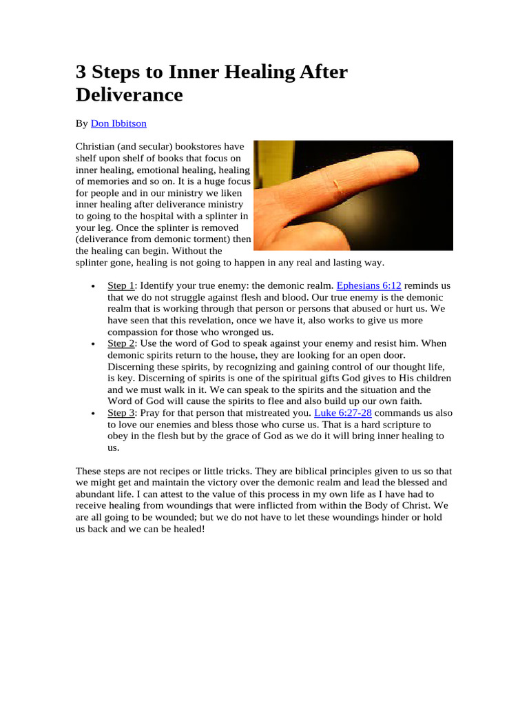 3 Steps To Inner Healing After Deliverance | PDF