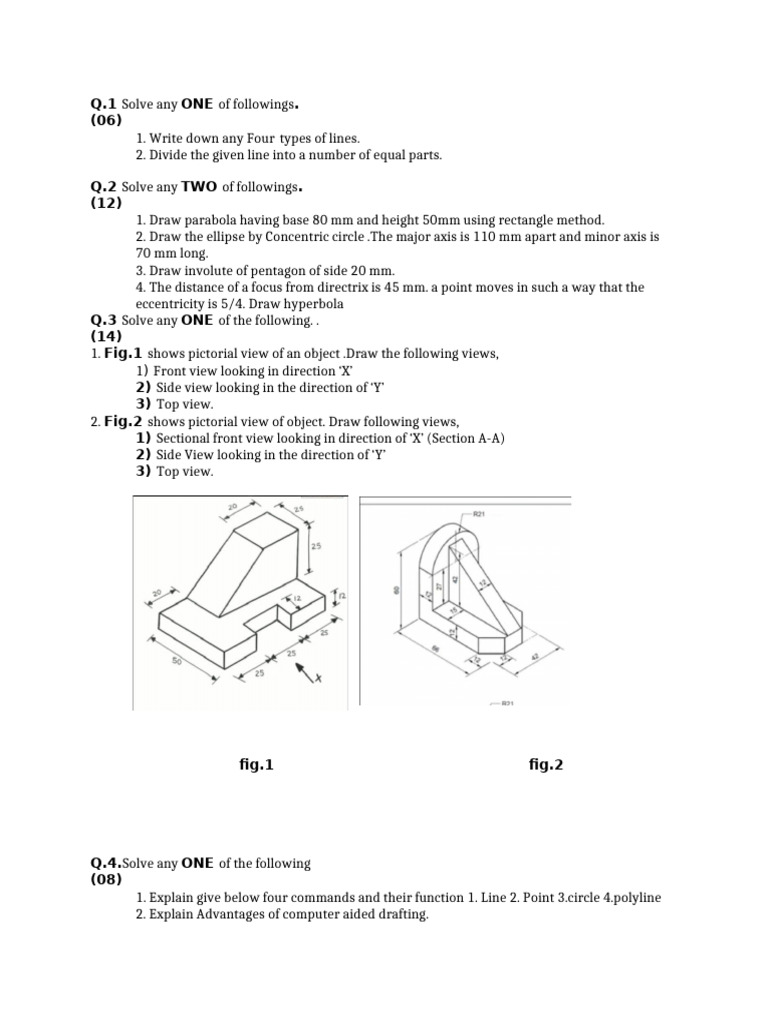 Technical Drawing and CAD Exercises | PDF
