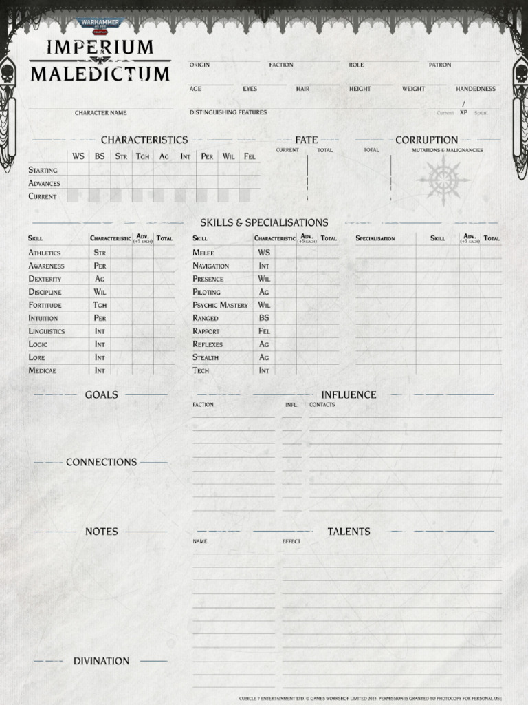 IM Character Sheet 230323 | PDF