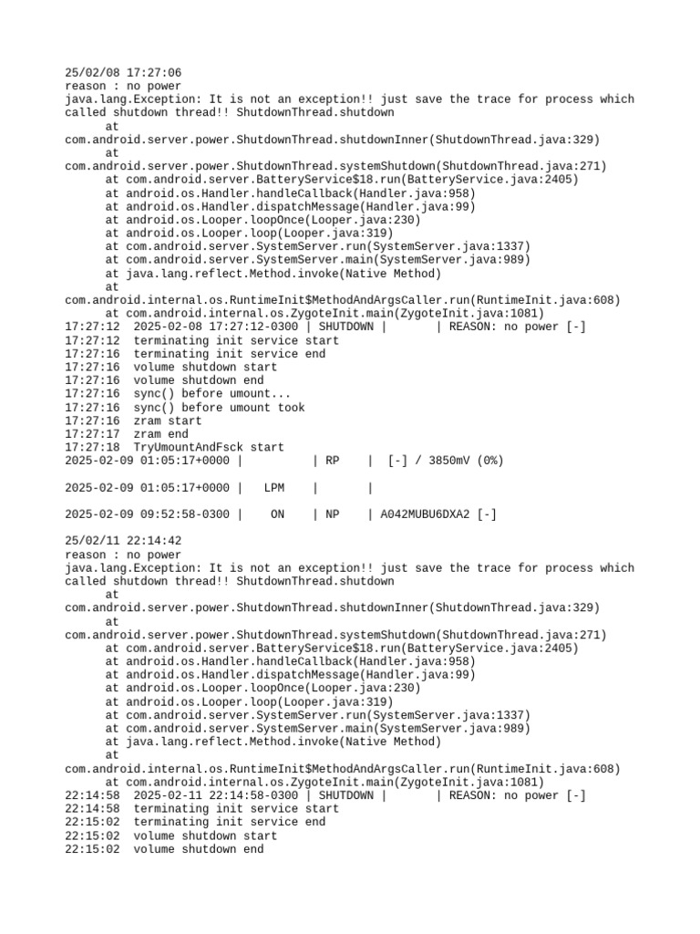 Android Shutdown Log: No Power Events | PDF | Embedded Linux ...