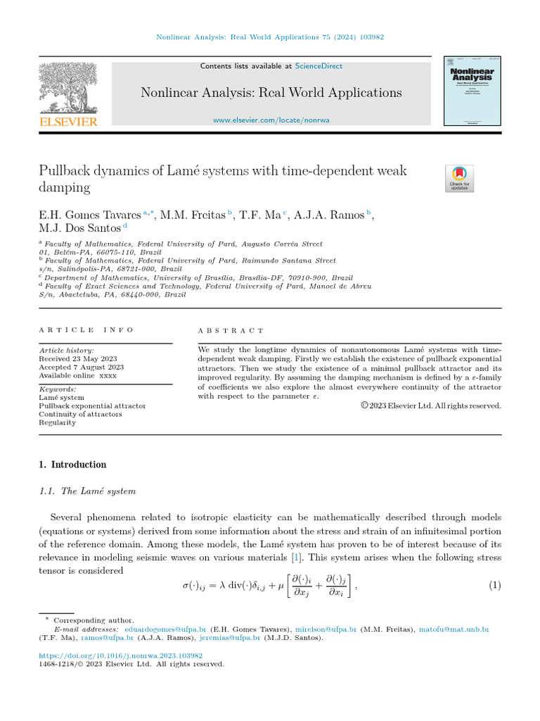 Pullback Dynamics in Lamé Systems | PDF | Attractor | Damping