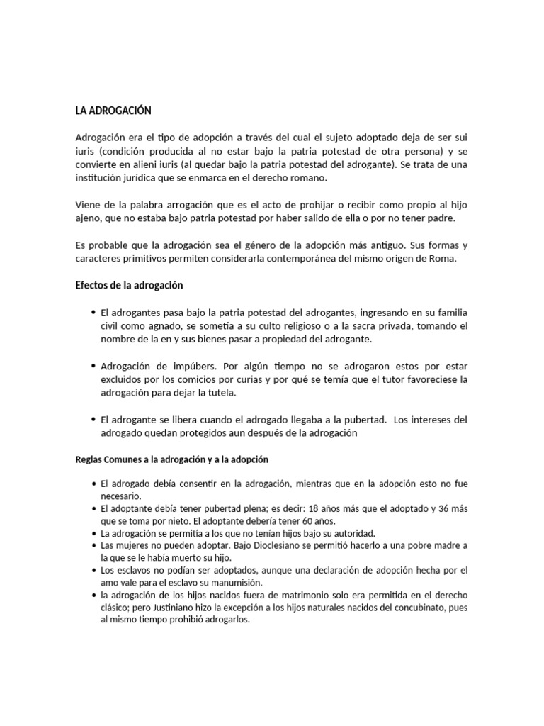 Adrogación y Tutela en Derecho Romano | PDF | Guardián legal | Justiniano I