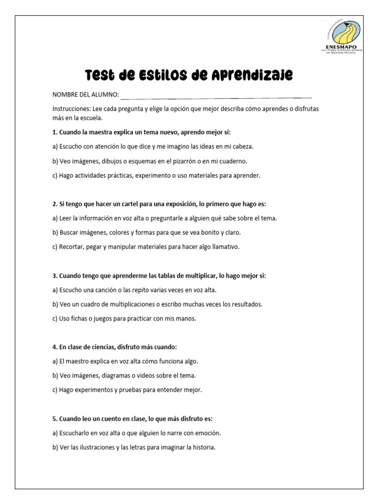 Test de Estilos de Aprendizaje | PDF