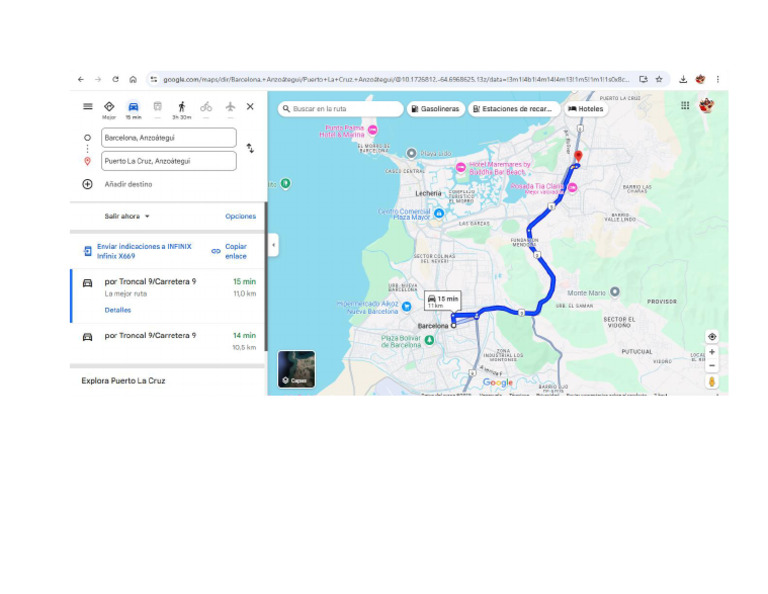 Ruta Barcelona Puerto La Cruz | PDF