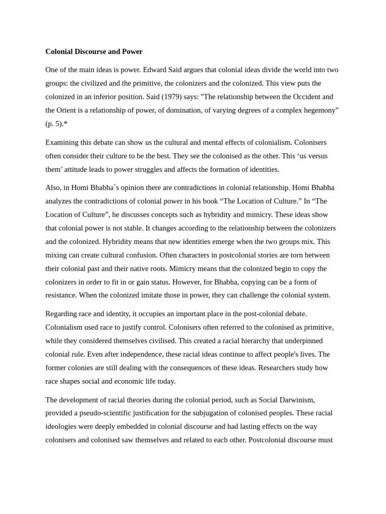 Colonial Power Dynamics and Identity | PDF | Postcolonialism | Colonialism