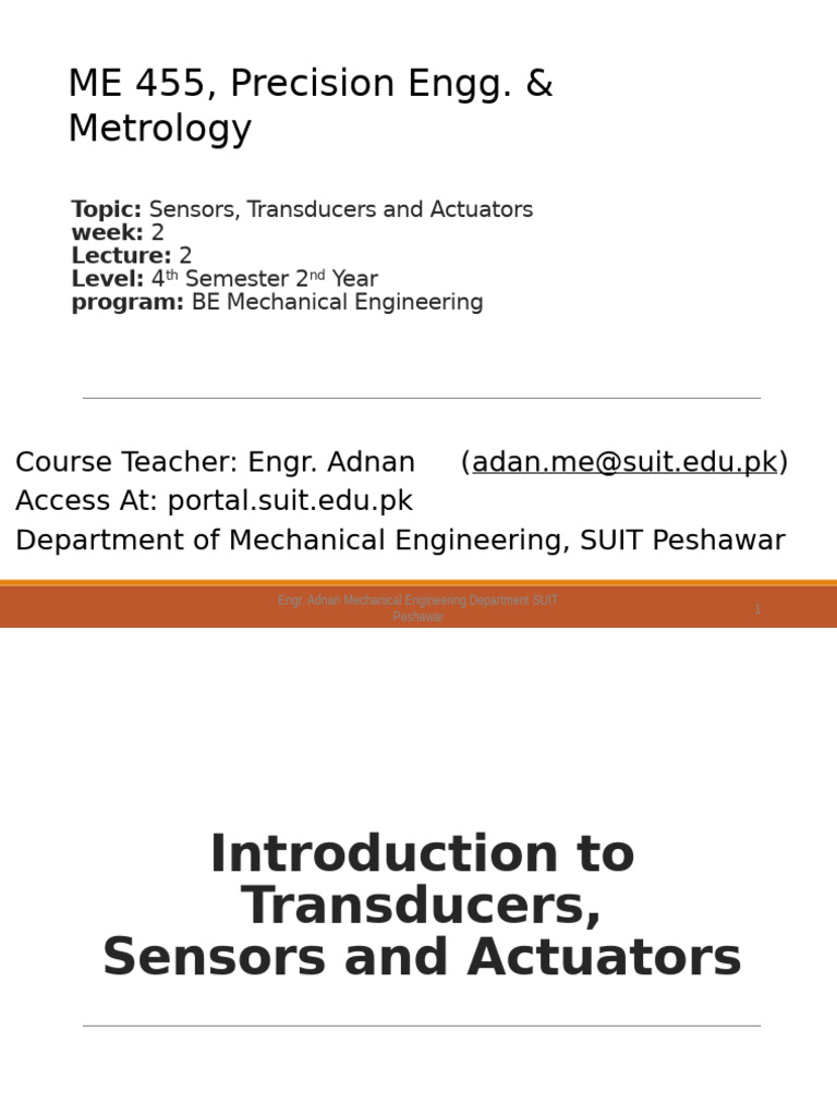 Introduction to Sensors and Actuators | PDF | Actuator | Sensor
