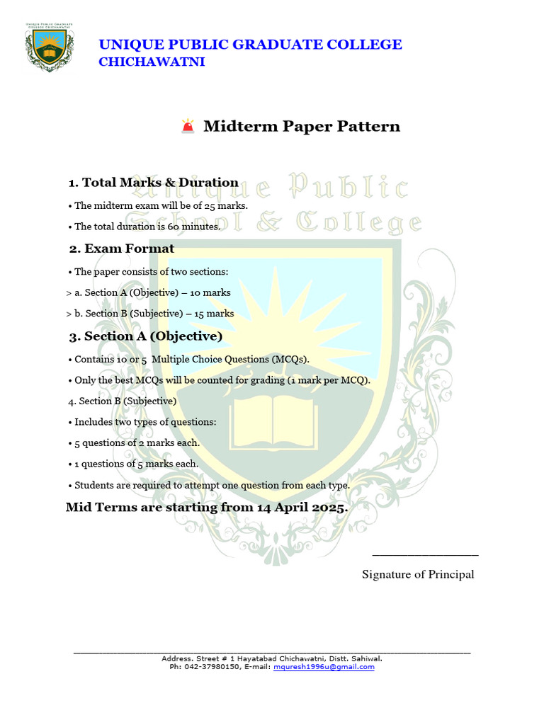Midterm Exam Format Overview | PDF