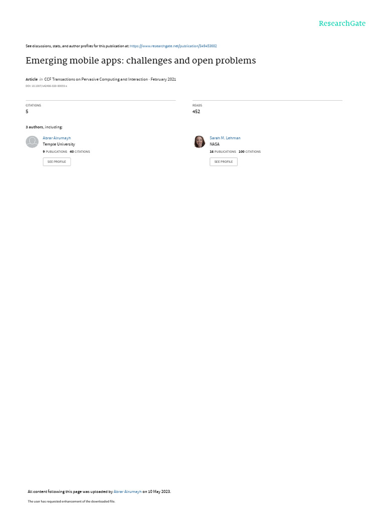 Emerging Mobile Apps Challengesand Open Problems | PDF | Augmented ...