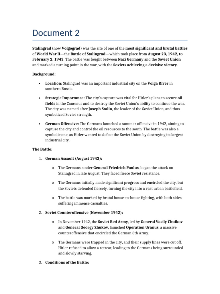 stalingrad notes | PDF | Battle Of Stalingrad | Nazi Germany