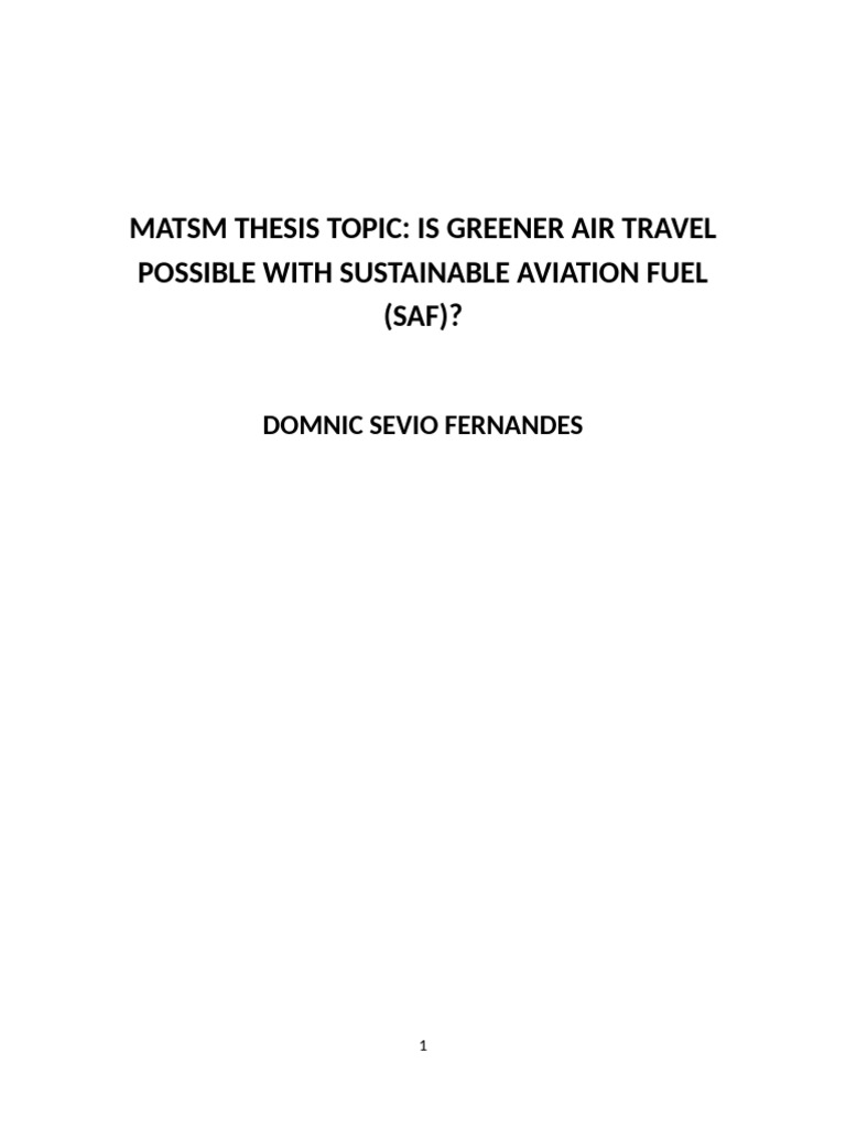 Greener Air Travel with Sustainable Aviation Fuel | PDF | Climate ...
