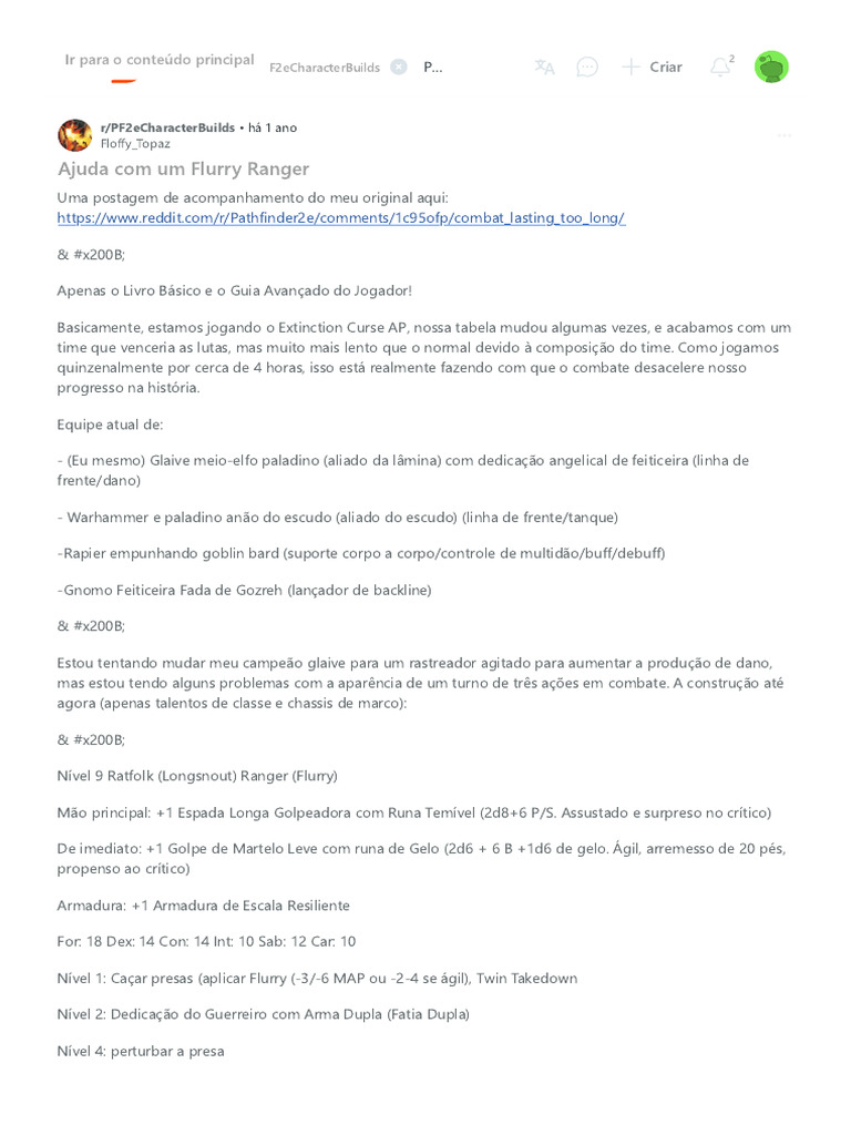 Ajuda Com Um Flurry Ranger - R - PF2eCharacterBuilds | PDF, image size:768x1024