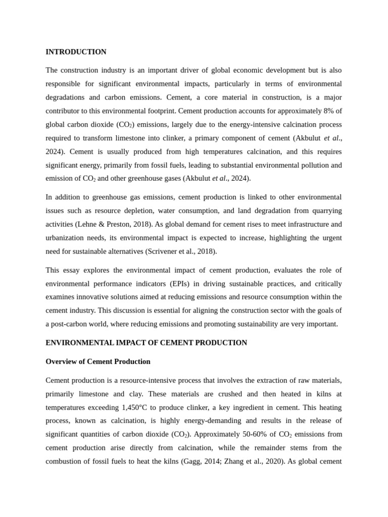 Environmental Impact of Cement Production | PDF | Cement | Carbon ...