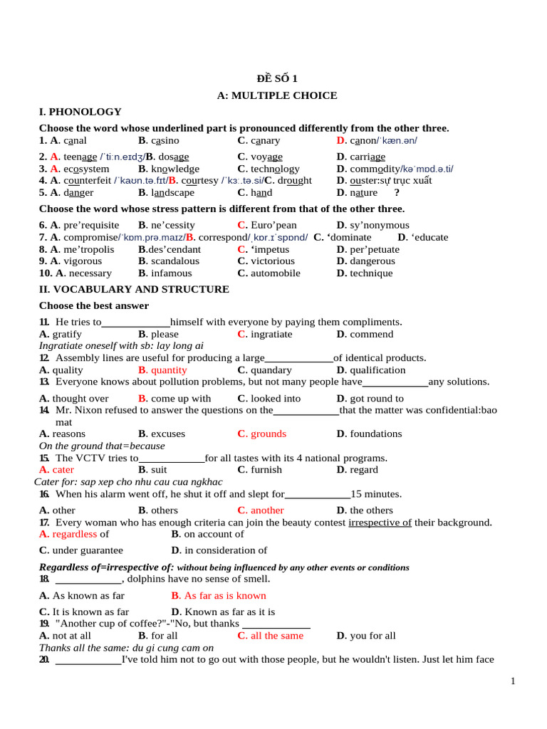 Phonology and Vocabulary Practice Test | PDF | Cognitive Behavioral Therapy