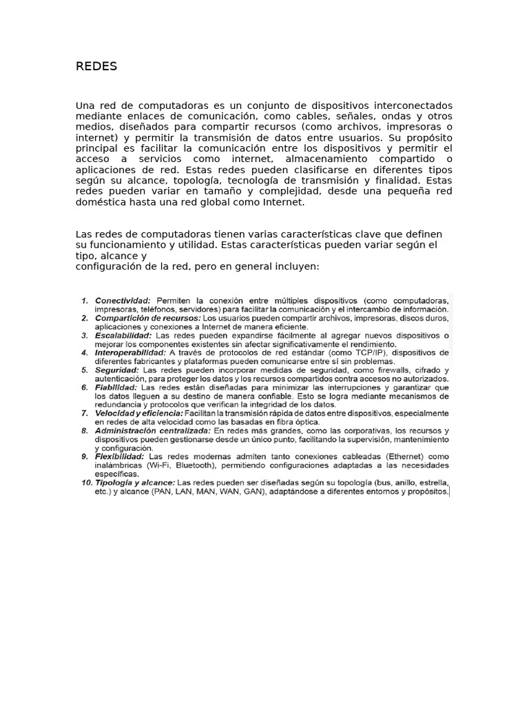 Tipos y características de redes de computadoras | PDF