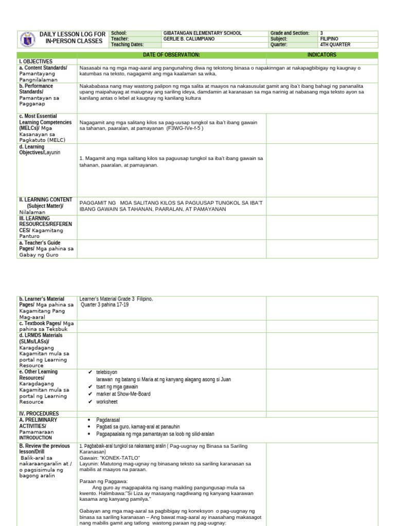 LP G3 Fil Q4 Cot 093719 | PDF