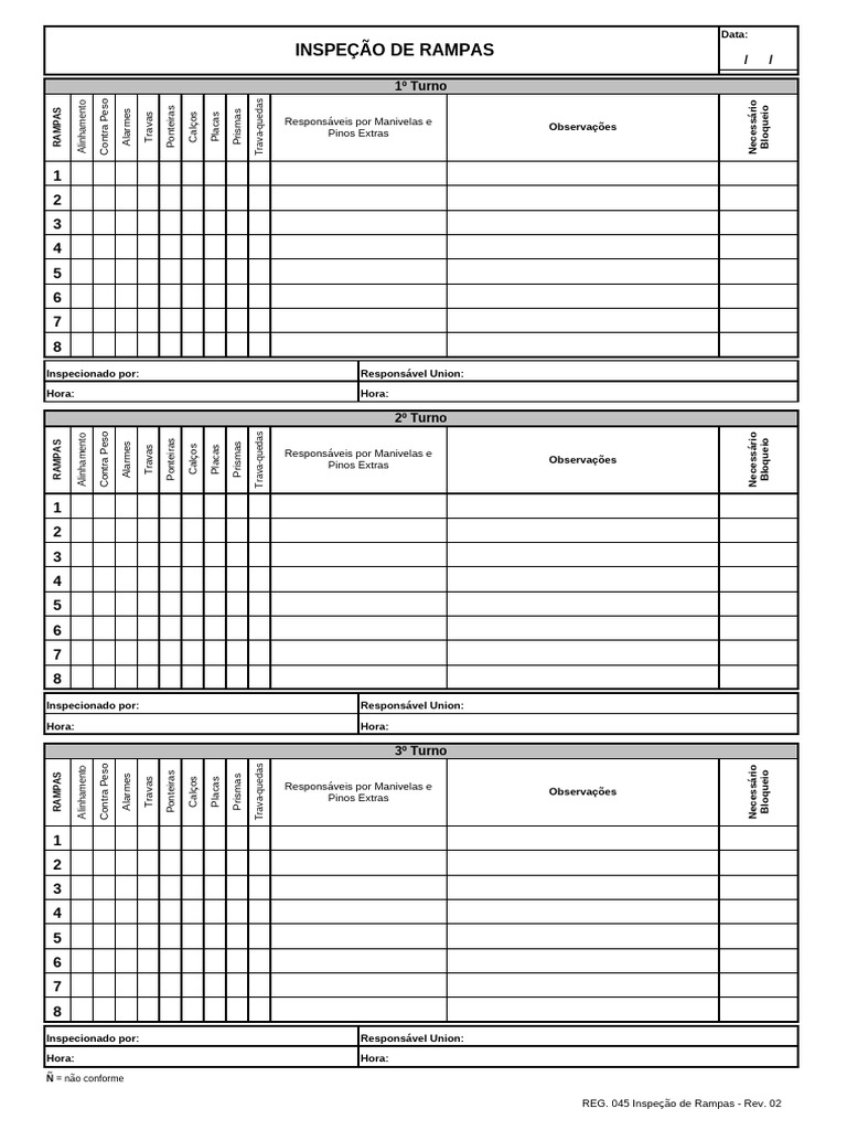 Registro de Inspeção de Rampas | PDF