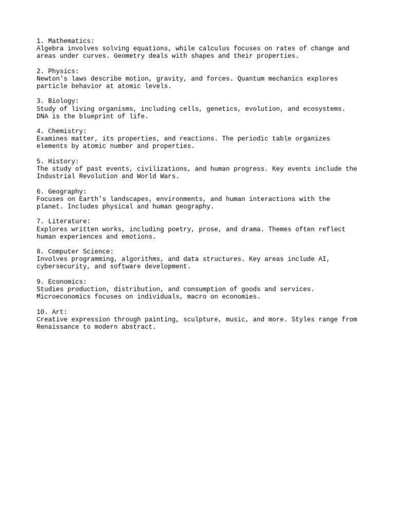 Overview of Core Academic Subjects | PDF