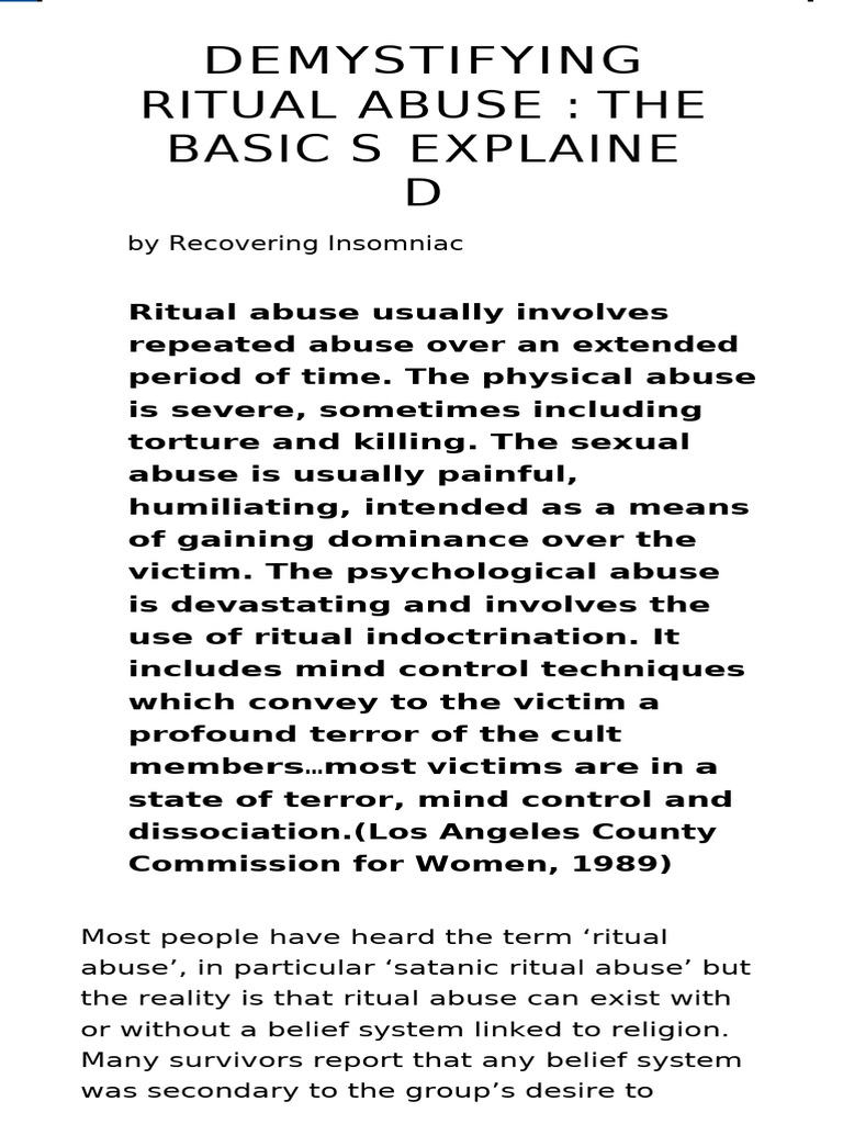 Demystifying Ritual Abuse - The Basics Explained - Recovery Insomniac ...