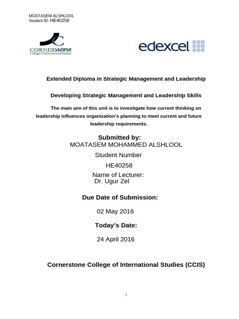 Strategic Management & Leadership Skills | PDF | Leadership | Strategic ...