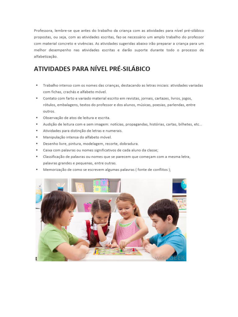 Atividades para Nível Pré-Silábico | PDF