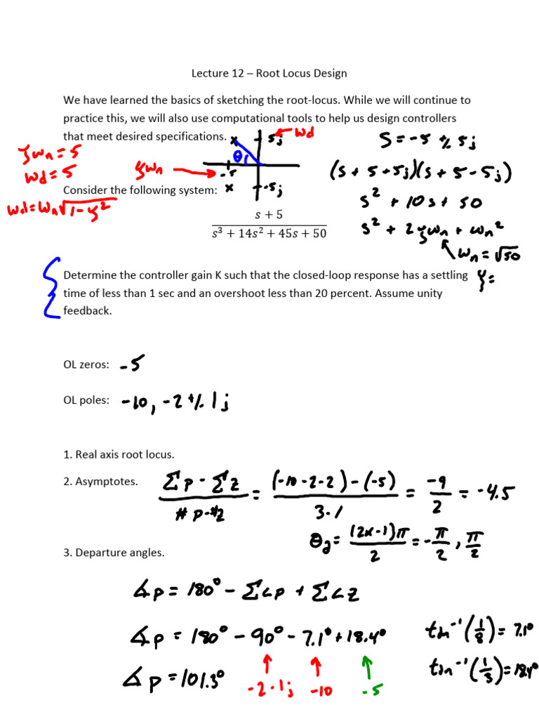 Root Locus Design for Controller Gain K | PDF