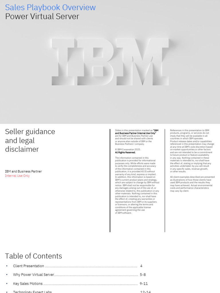 Sales Playbook Overview - IBM Power Virtual Server | PDF | Cloud