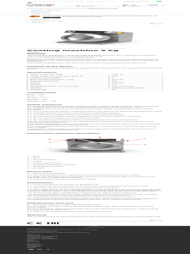 Coating machine 5 kg — user manual in English _ KADZAMA | PDF ...
