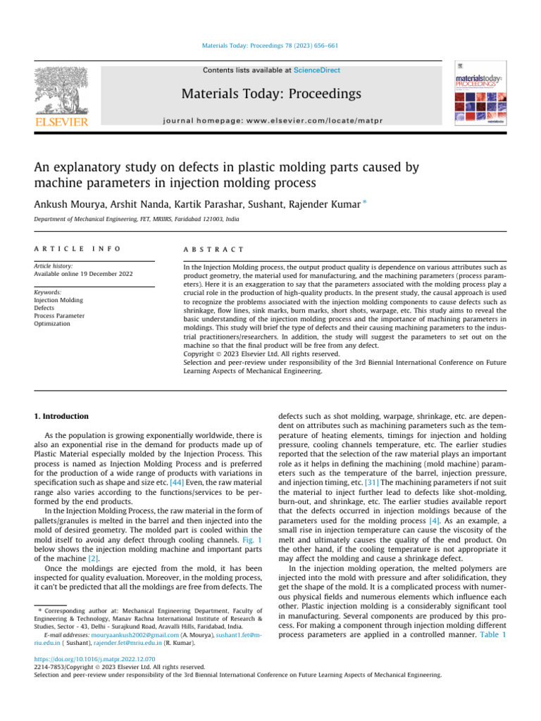 Injection Molding Defects and Parameters | PDF | Industrial Processes ...
