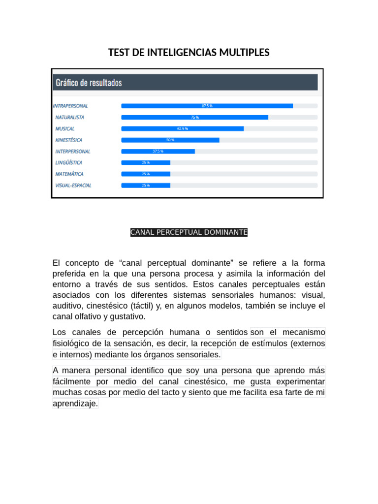 Test de Inteligencias Multiples | PDF