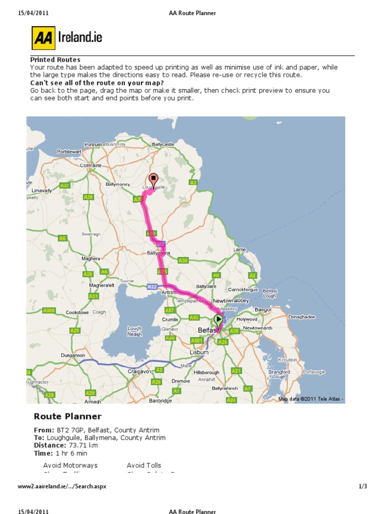 AA Route Planner | PDF | Road Transport | Transport