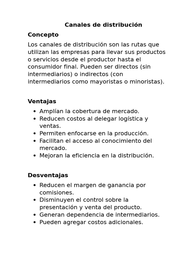 Canales de Distribución: Ventajas y Desventajas | PDF