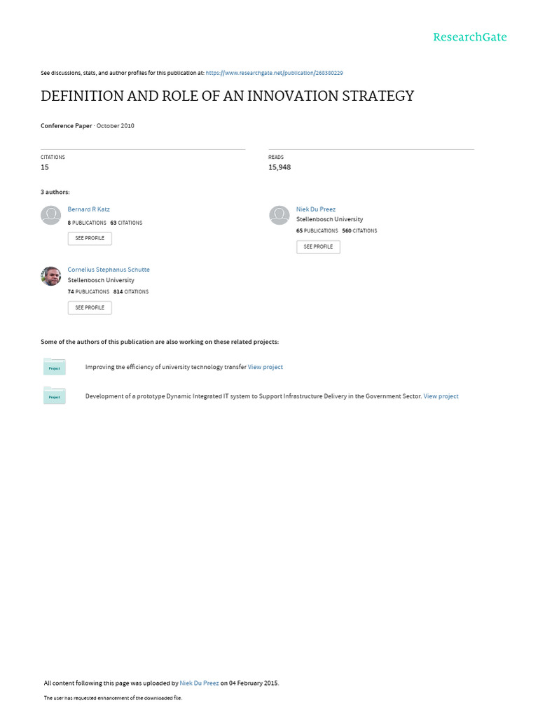 Definition and Role of An Innovation Strategy | PDF | Strategic ...